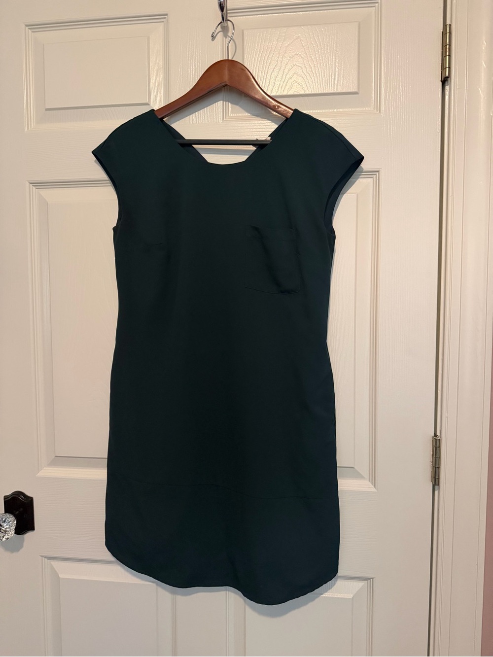 Women's Dark Green Cap-Sleeve Sheath Dress